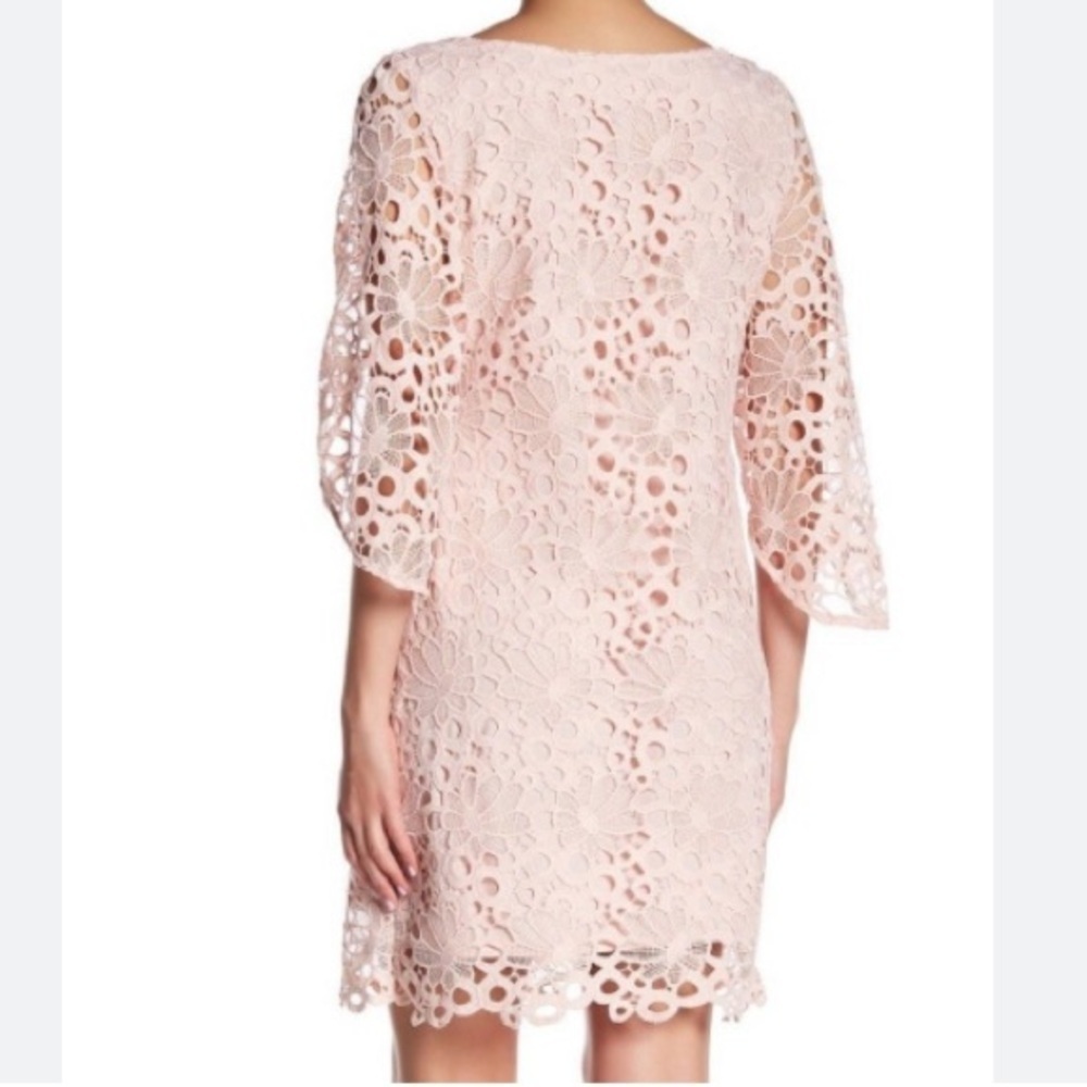 Nanette Lapore NWT lace dress tulip sleeve wedding baby shower barely blush pink - Picture 3 of 16